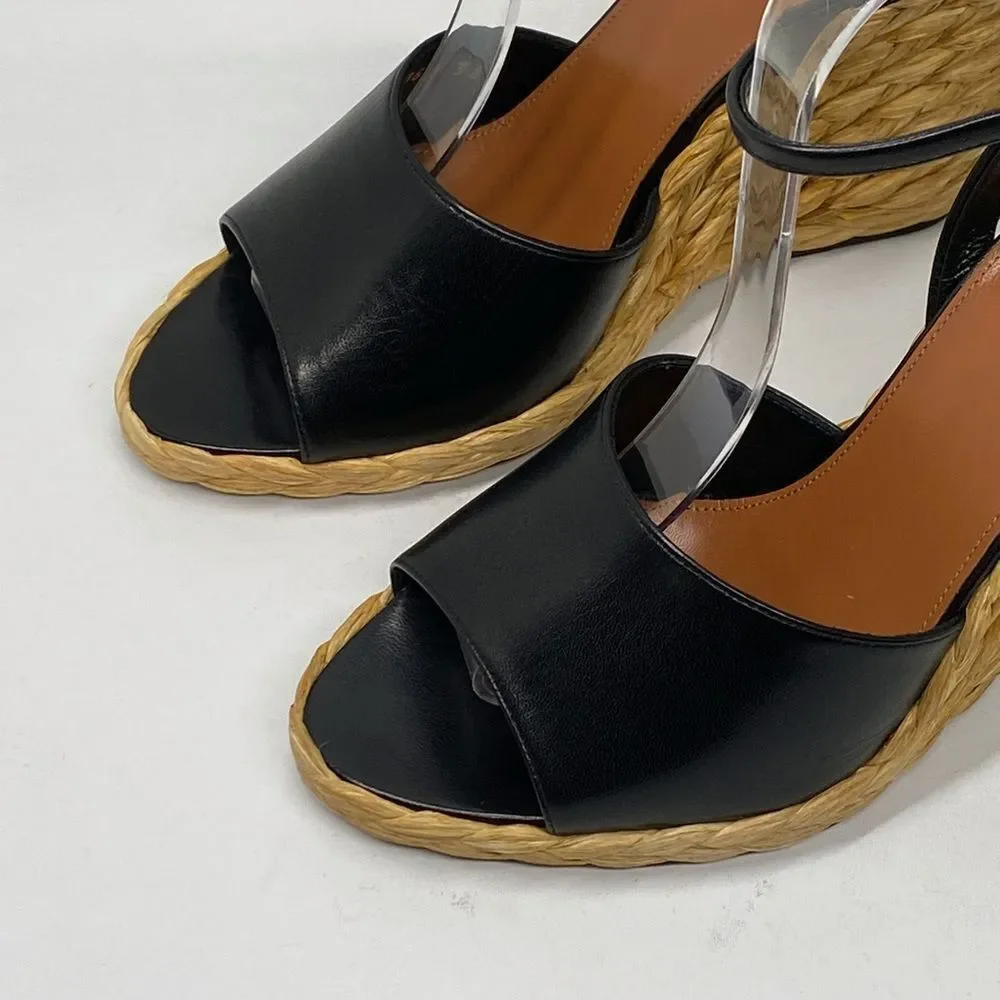 Saint Laurent Paloma 95 leather espadrille wedge sandals size 38